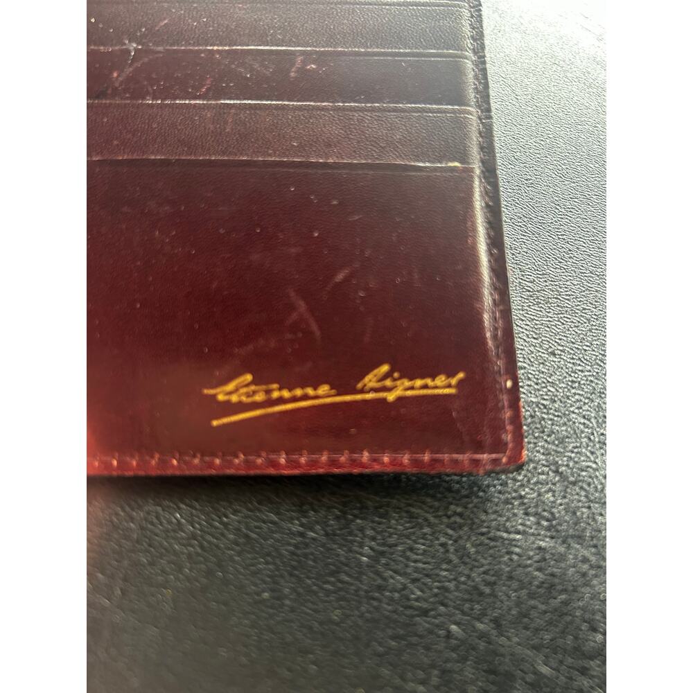 Vintage Etienne Aigner Burgundy Oxblood Leather Wallet Card Case Bi - Picture 4 of 4